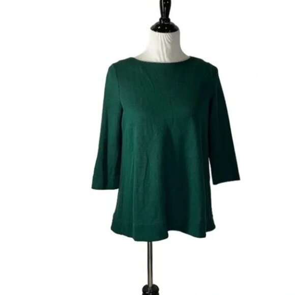 COS Please Back Tunic Top Dark Forest Green with Gray Interior Small EUC - Picture 5 of 8